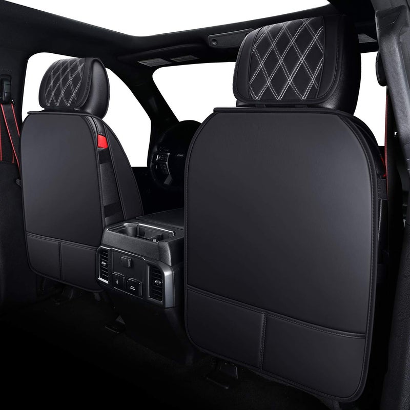 Aierxuan Front Car Seat Covers Custom Fit 2009-2026 Ford F150, 2017-2026 F250 F350 F450 Super Duty Crew Cab Regular Cab Super Cab, Automotive Vehicle Cushion with Waterproof Leather (Black and White) - Image 3